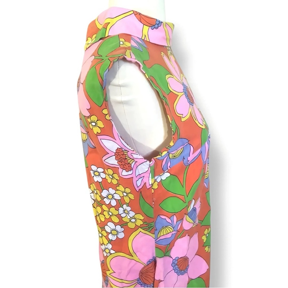 Vintage 60s Psychedelic Sleeveless Dress - Floral Print - Hippie/Retro/Mod 1960s - Picture 5 of 5